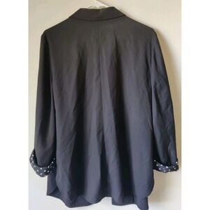 Chico's Women's Open Front Blazer Black White Polka Dot‎ Cuff Size 2 Large